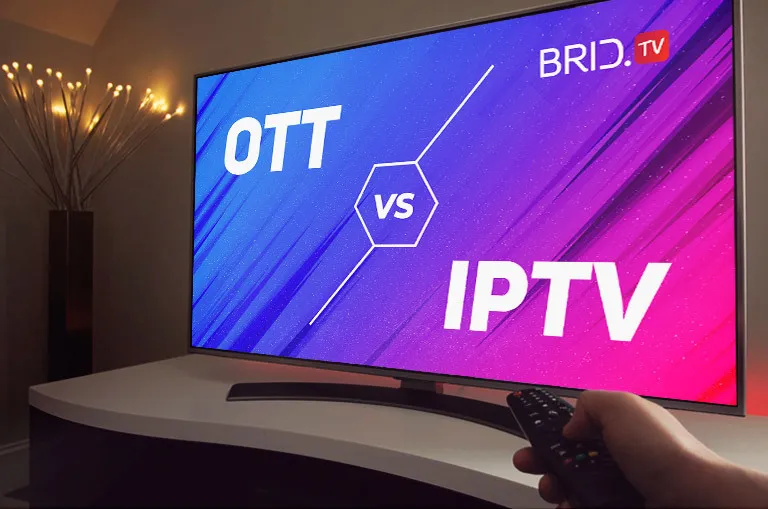 iptv vs OTT by bridtv on a television screen