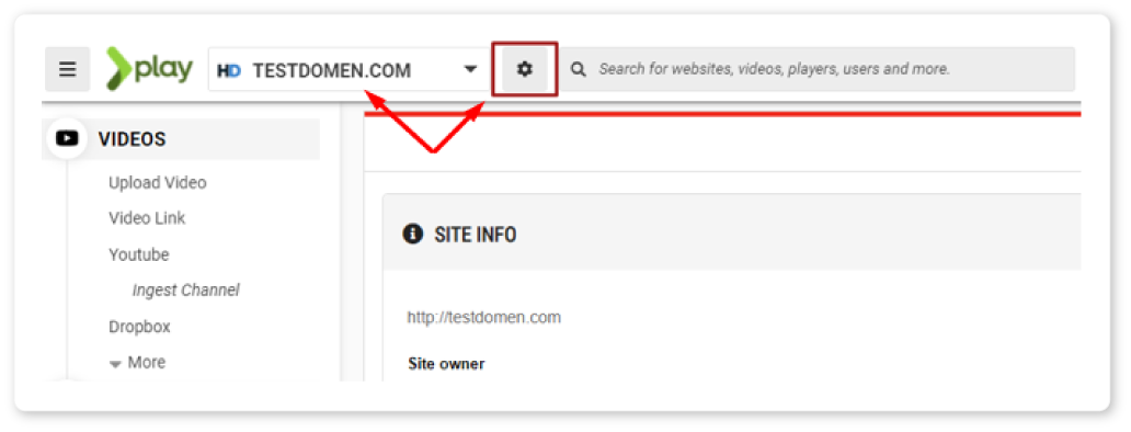 brid.tv cms screenshot choosing a website
