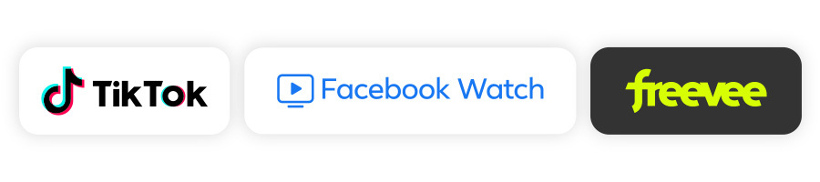 TikTok, Facebook Watch, FreeVee logos
